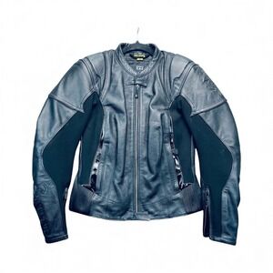 Scorpion EXO Get Stung Womens Leather Motorcycle Jacket Armor Black Size S